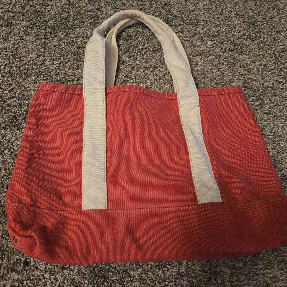 Vibrant Red and Cream Canvas Tote Bag